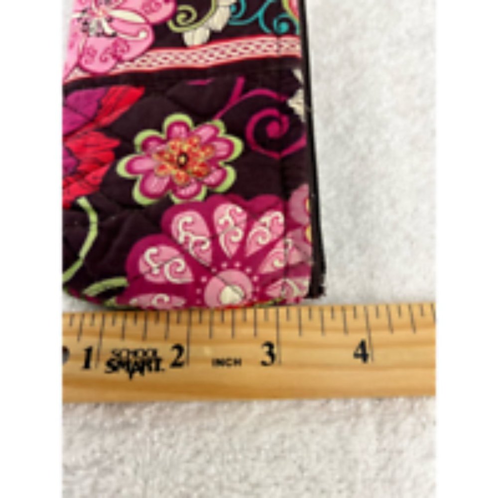 Vera Bradley Womens Clutch Handbag Black Pink Floral Quilted Full Zipper S - Picture 4 of 10